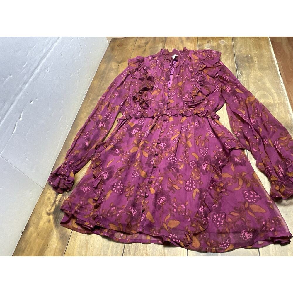 Cleobella Everly Mini Dress Botanical Floral Boho Size Large - Picture 2 of 13